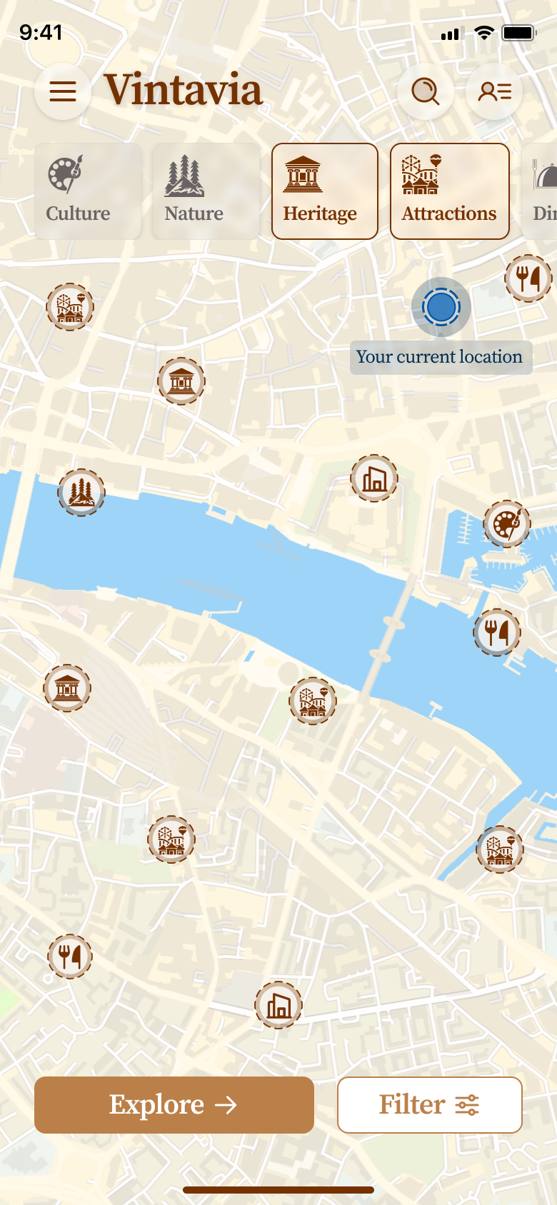 Vintavia app screens preview